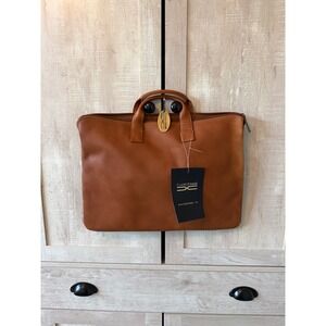 Claire Chase Leather Laptop Briefcase Portfolio Saddle Tan 623E Made in Colombia